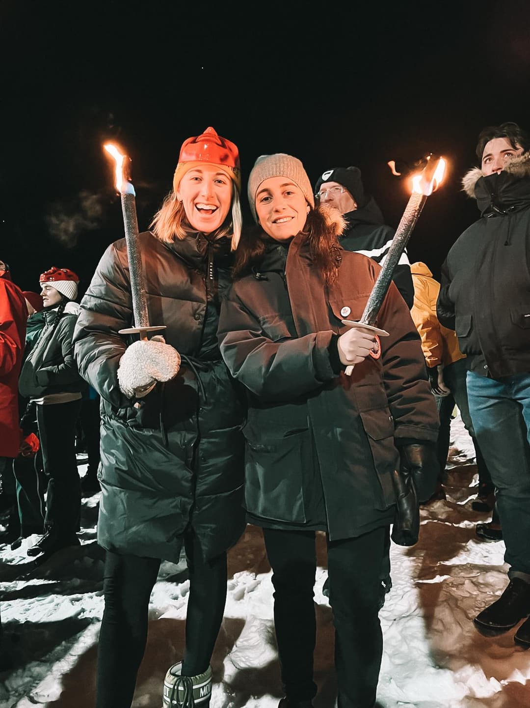 Torchlight descent at a Kandahar Ski Club evening event